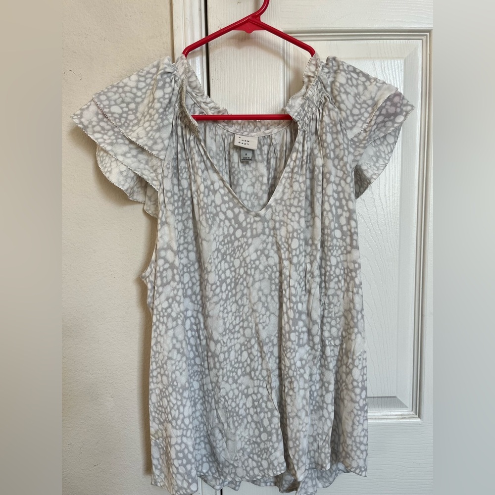 Gray and white blouse